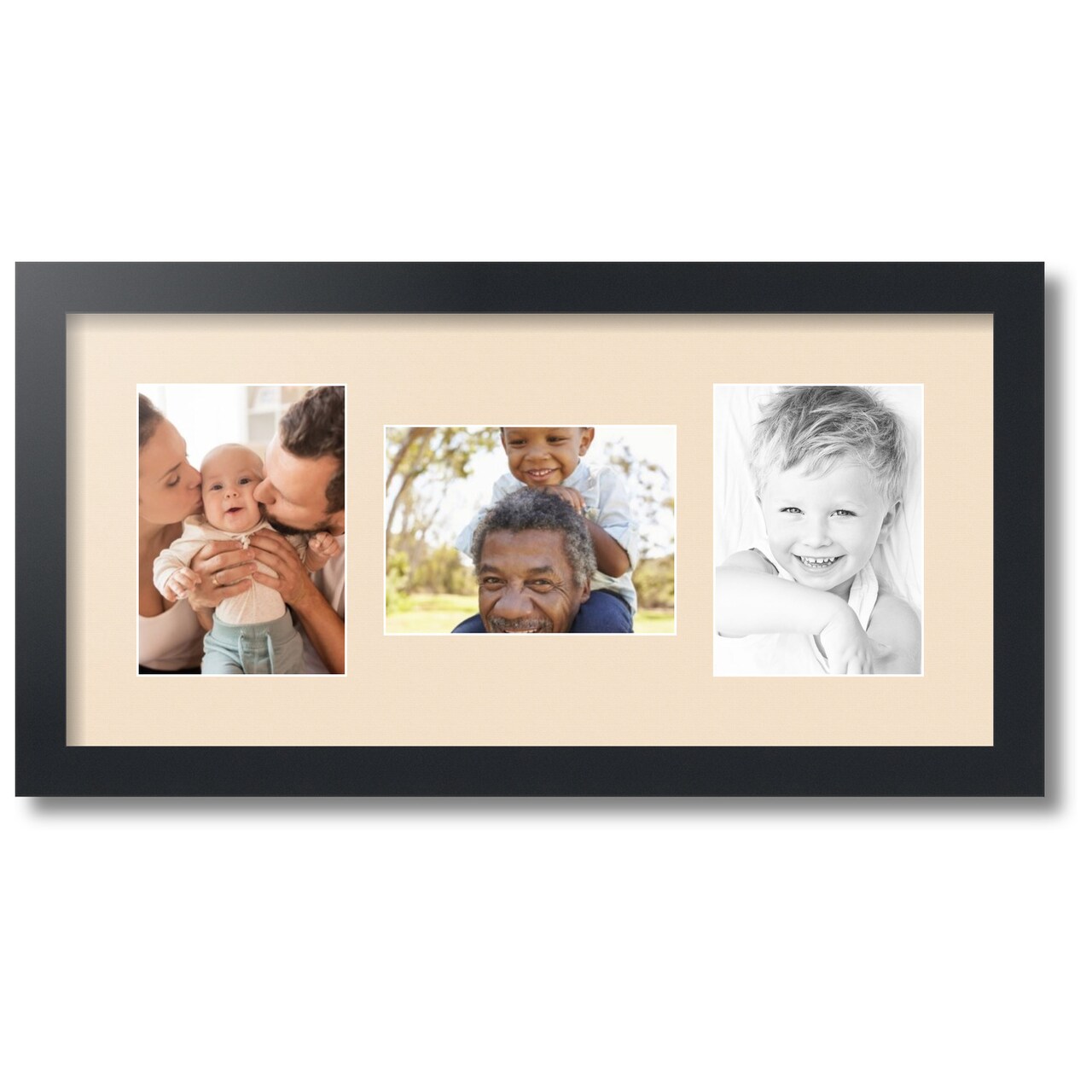 ArtToFrames Collage Photo Picture Frame with 3 - 5x7 inch Openings, Framed in Black with Over 62 Mat Color Options and Plexi Glass (CSM-3926-114)